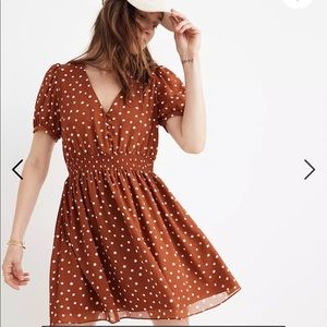 Madewell Smocked Waist Mini Dress Inkspot Dots